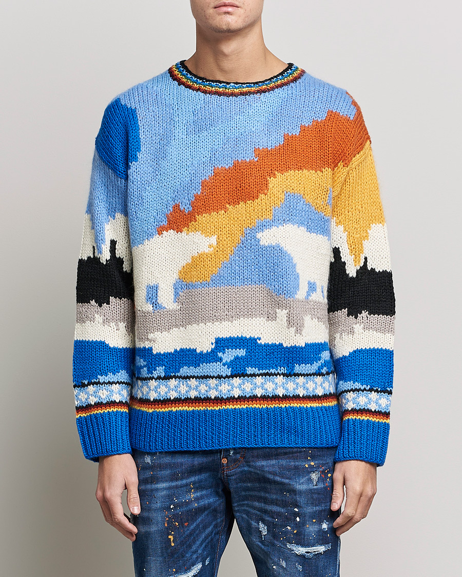 Men |  | Dsquared2 | Bear Dawns Knitted Sweater Blue/White