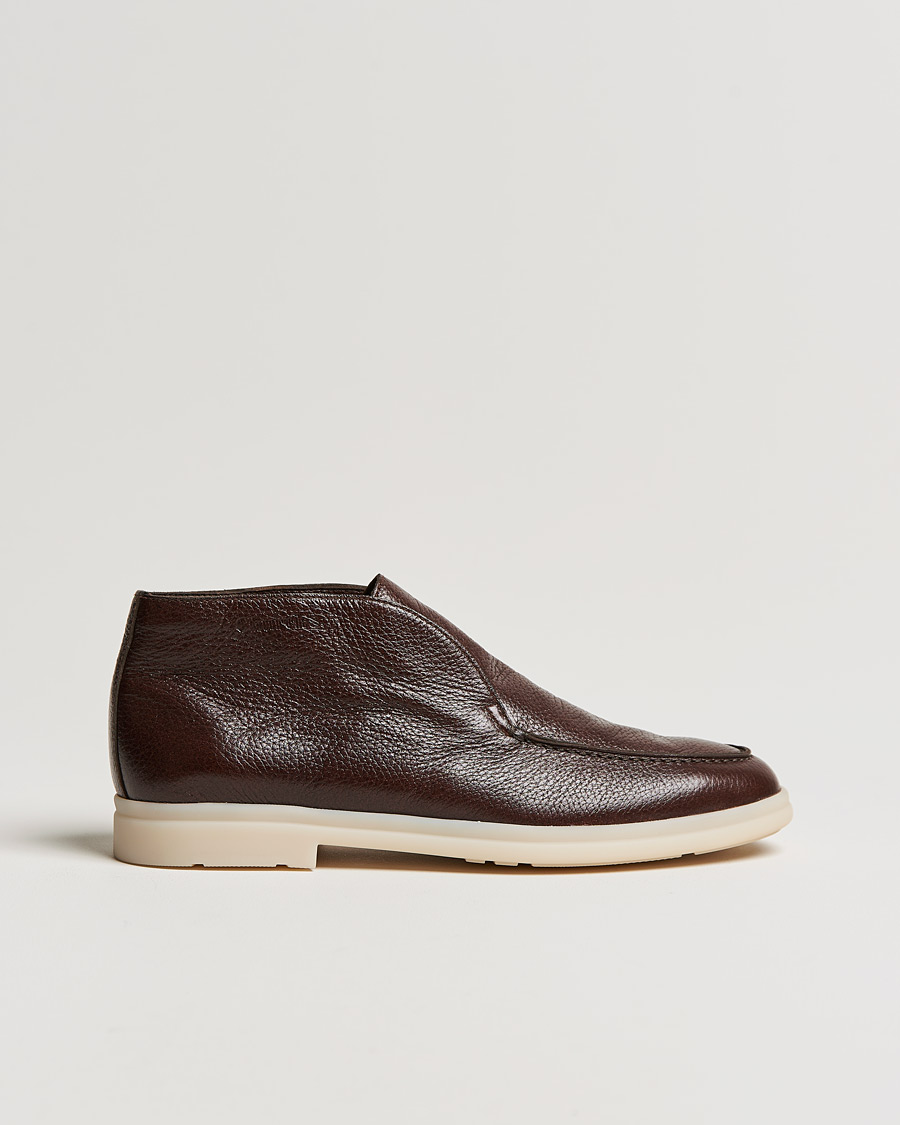 Men | Handmade Shoes | Church's | Deerskin Ankle Boot Dark Brown