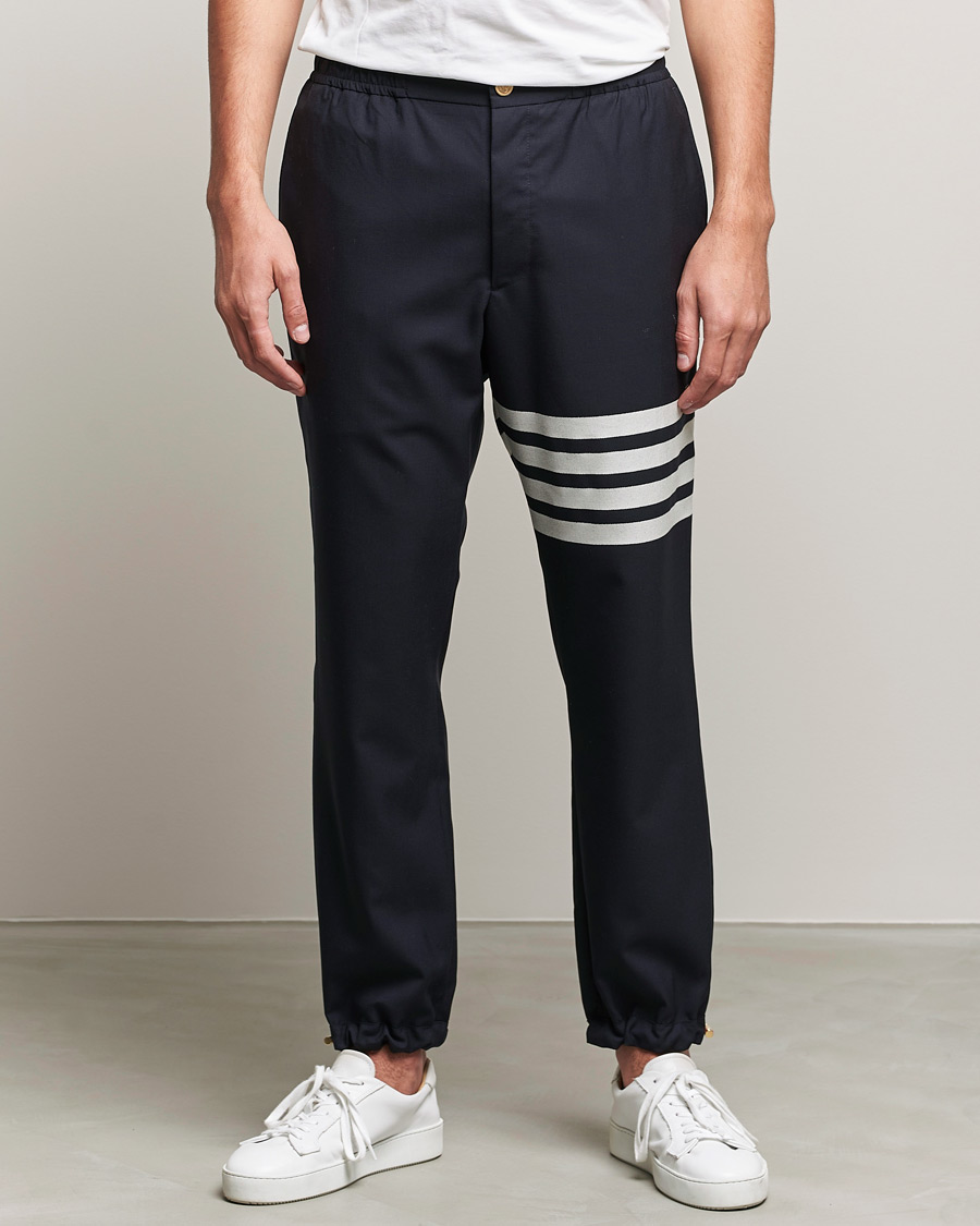 Men | Trousers | Thom Browne | 4 Bar Wool Track Trousers Navy
