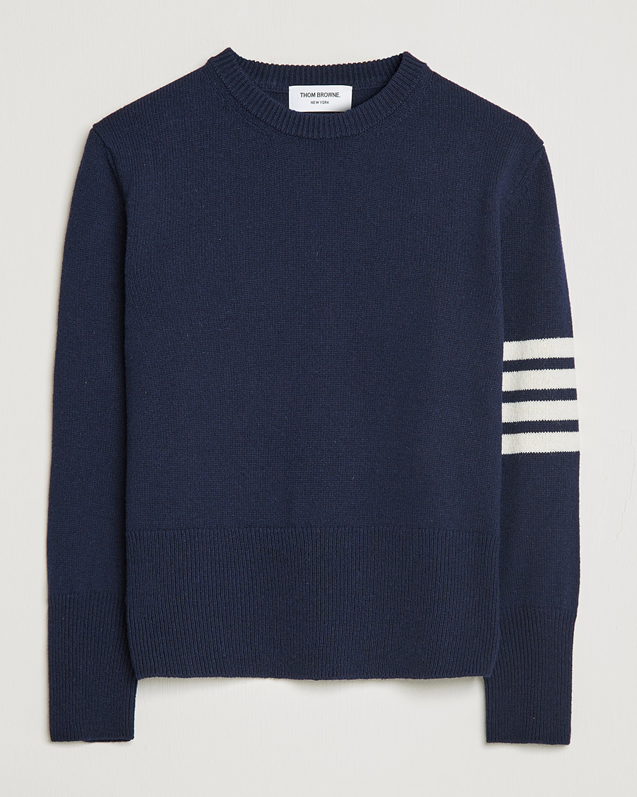 Men | Sweaters & Knitwear | Thom Browne | 4 Bar Shetland Pullover Navy