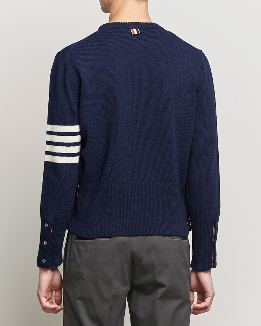 Men | Sweaters & Knitwear | Thom Browne | 4 Bar Shetland Pullover Navy