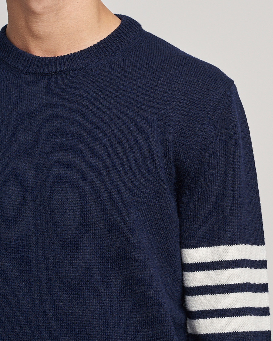 Men | Sweaters & Knitwear | Thom Browne | 4 Bar Shetland Pullover Navy