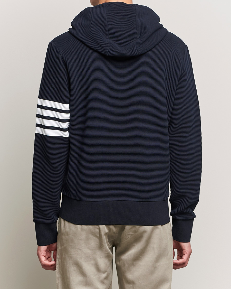 Men | Sweaters & Knitwear | Thom Browne | Ottoman Rib Zip Hoodie Navy
