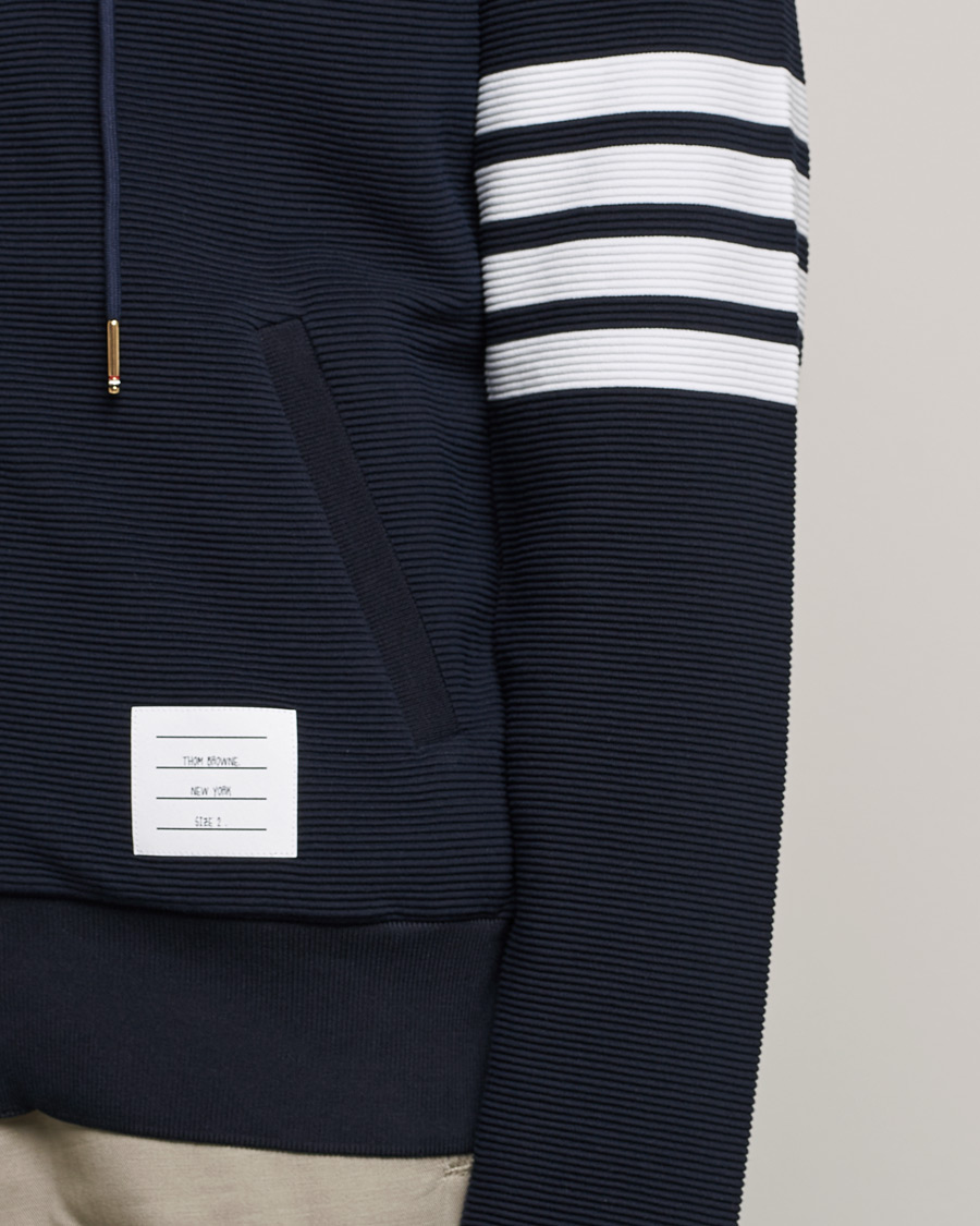 Men | Sweaters & Knitwear | Thom Browne | Ottoman Rib Zip Hoodie Navy