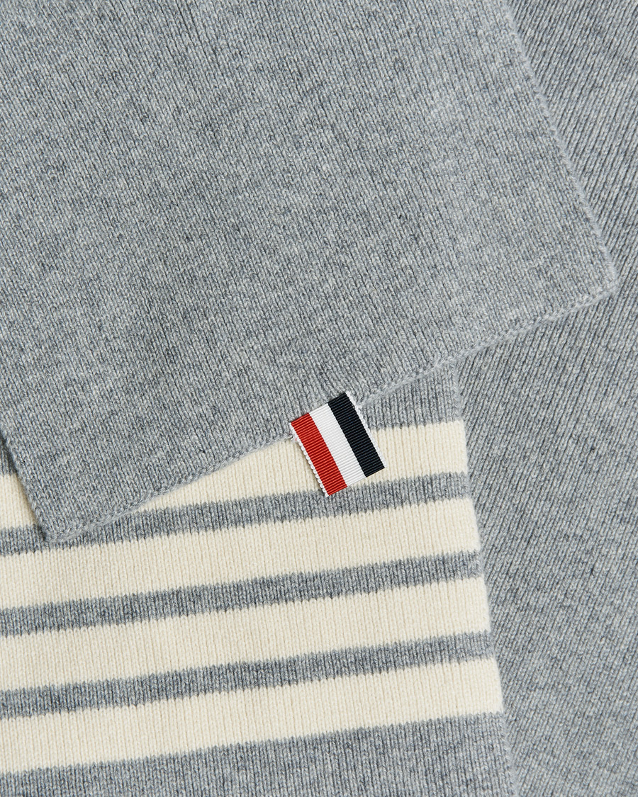 Men | Thom Browne Full Needle Rib Cashmere Scarf Light Grey | Thom Browne | Full Needle Rib Cashmere Scarf Light Grey