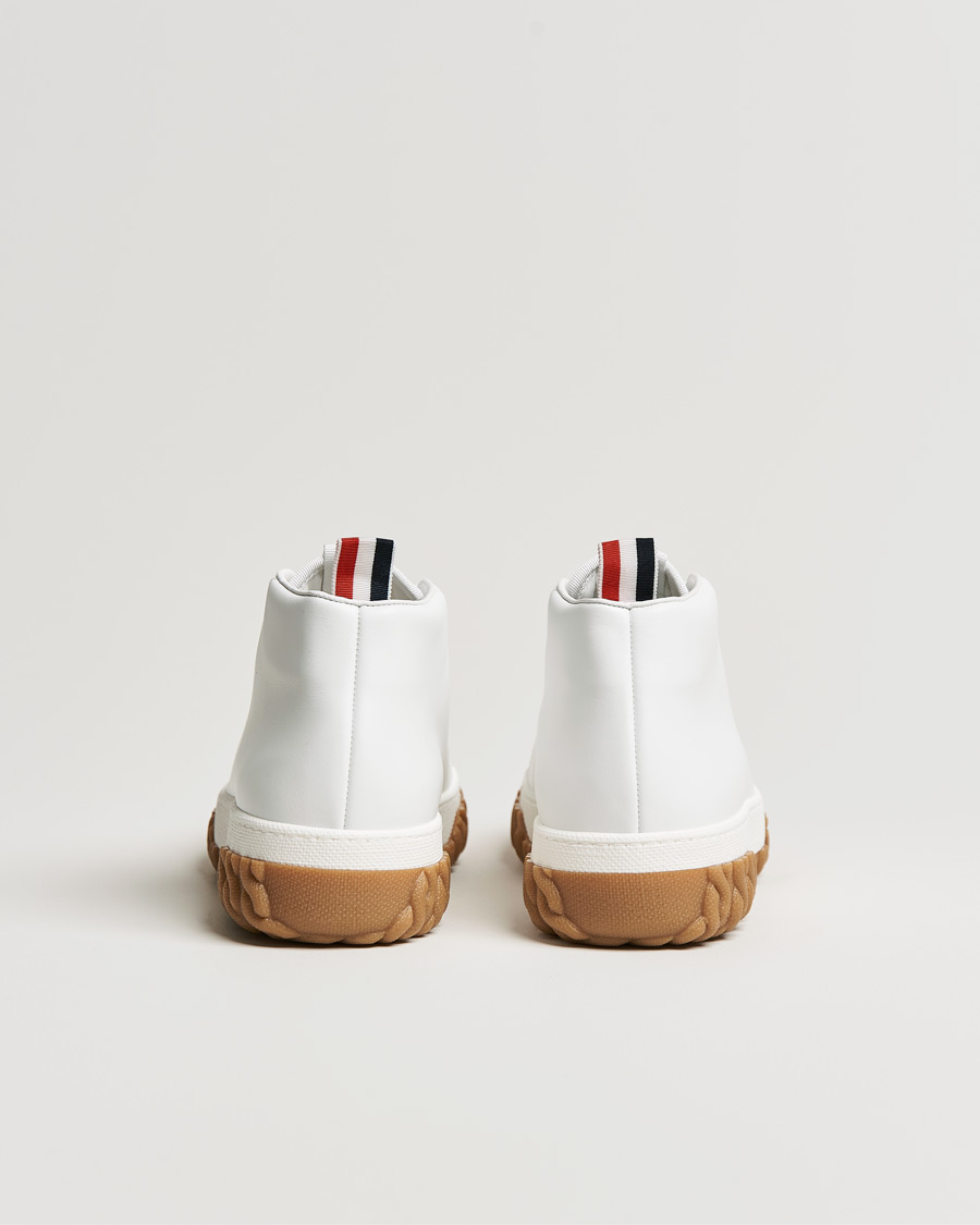 Thom Browne Mid Top Court Sneaker White Calf at CareOfCarl.com