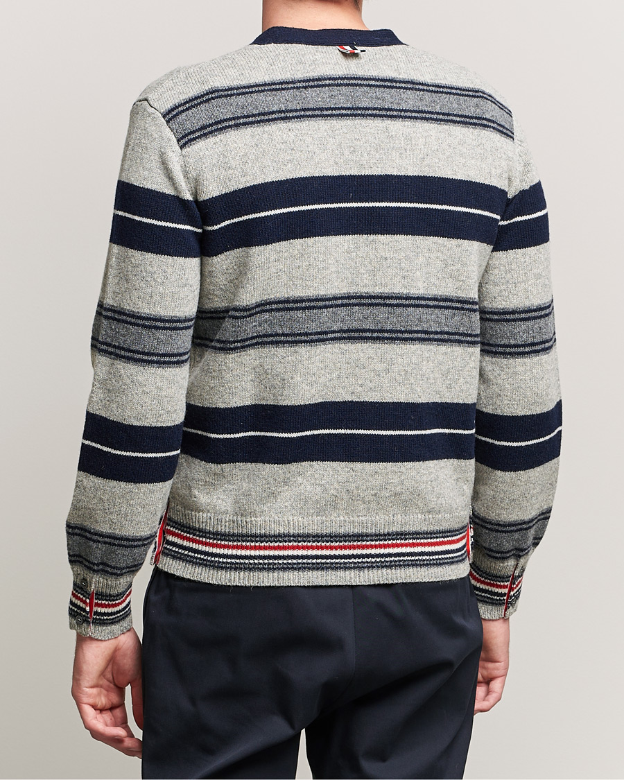 Men | Sweaters & Knitwear | Thom Browne | Tartan Stripe Wool Cardigan Medium Grey