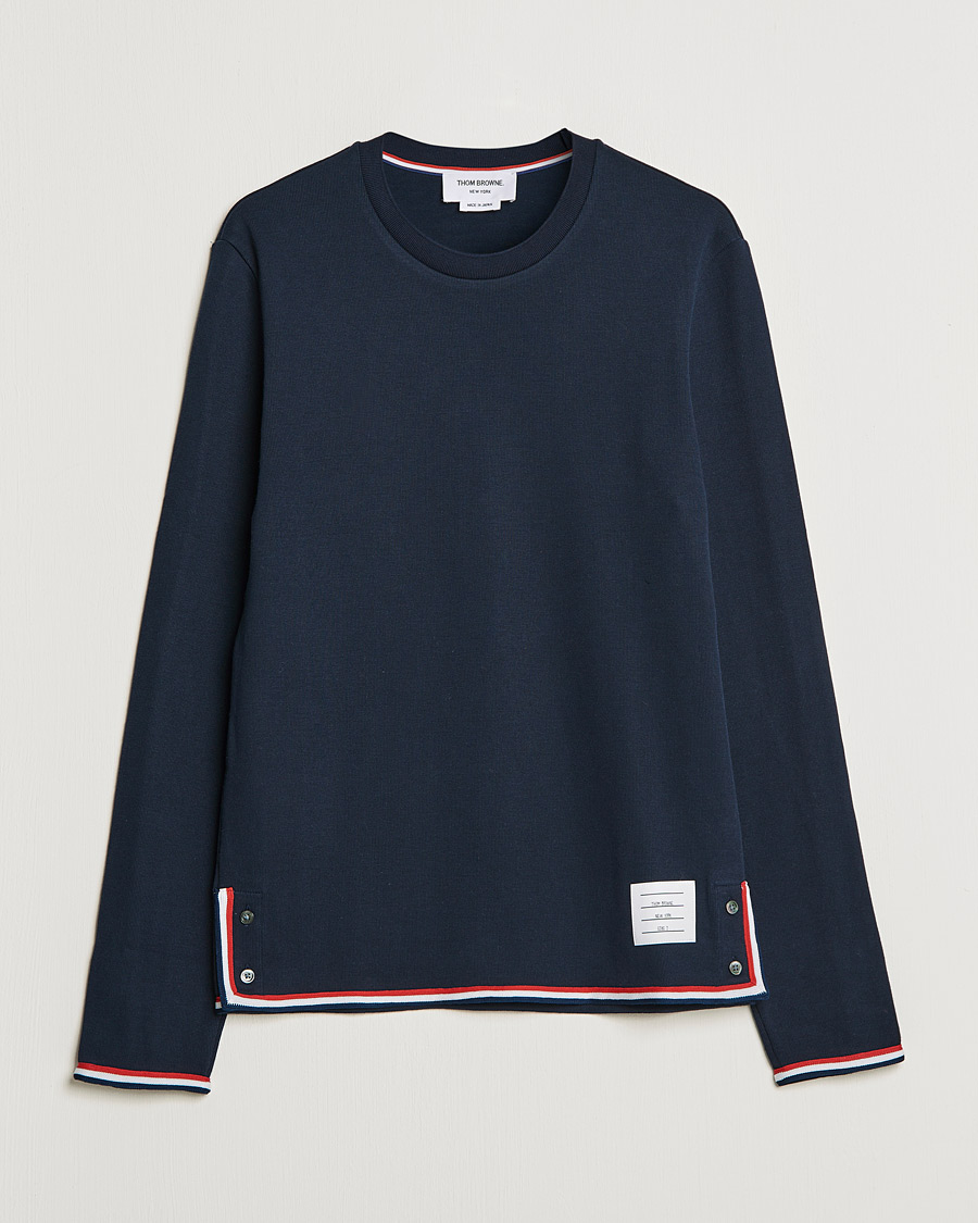 Men | T-Shirts | Thom Browne | Long Sleeve Interlock T-Shirt Navy