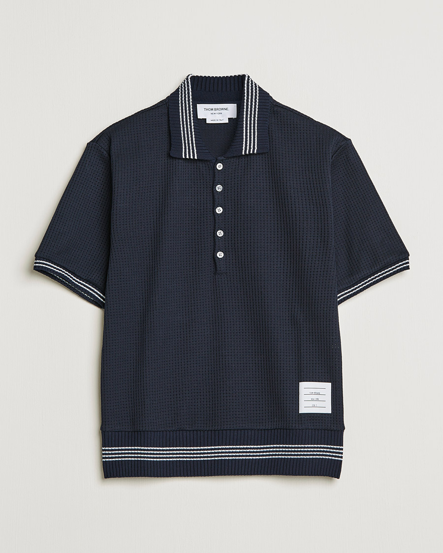 Men | Polo Shirts | Thom Browne | Rib Cuff Polo Navy