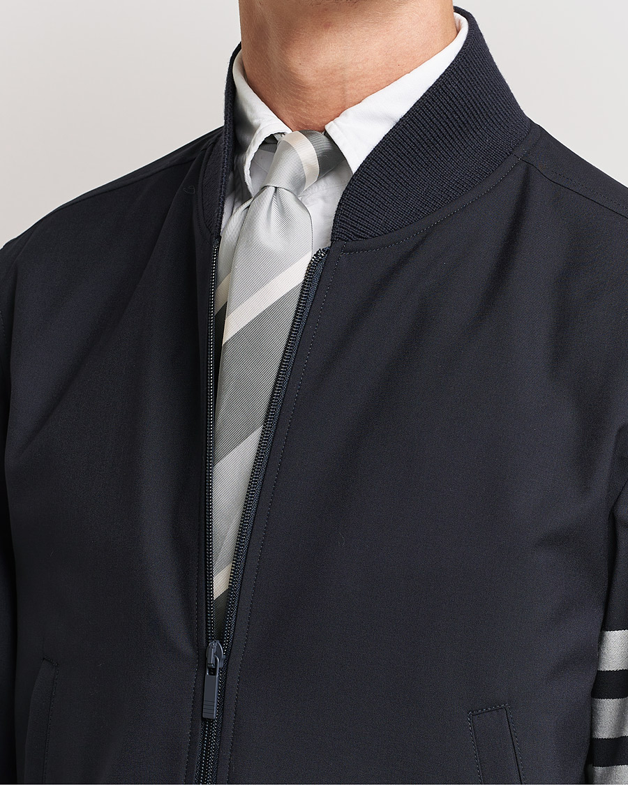 Men |  | Thom Browne | Wide Rep Stripe Tie Medium Grey