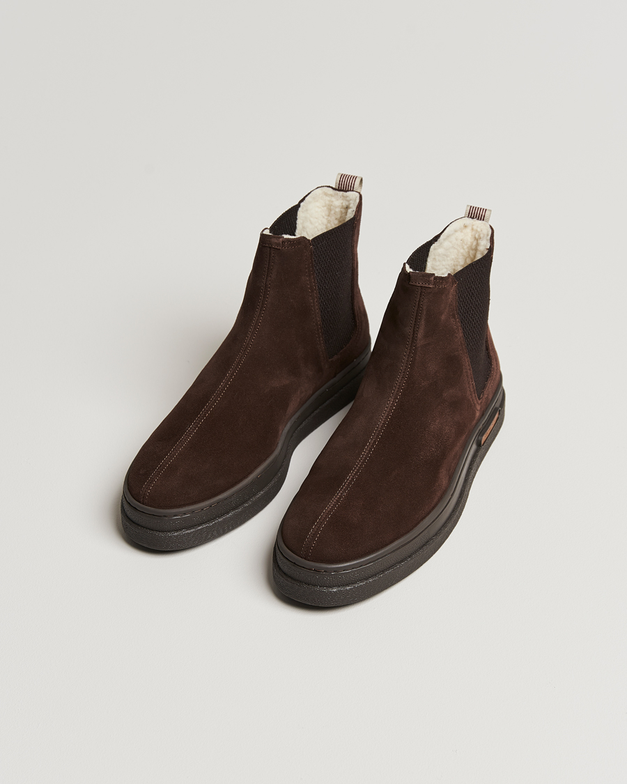 Men | Shoes | GANT | Cloyd Shearling Chelsea Boot Dark Brown Suede