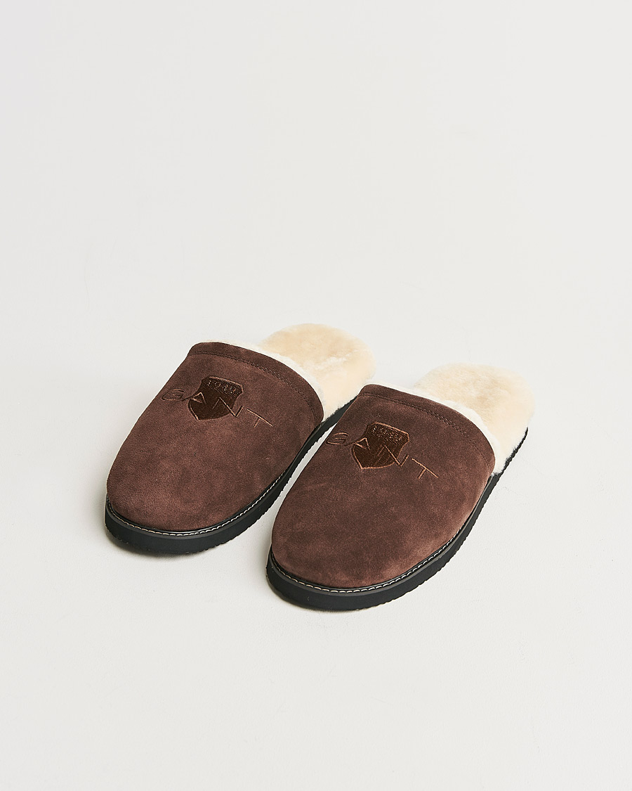 Men | Shoes | GANT | Tamaware Suede Slippers Dark Brown