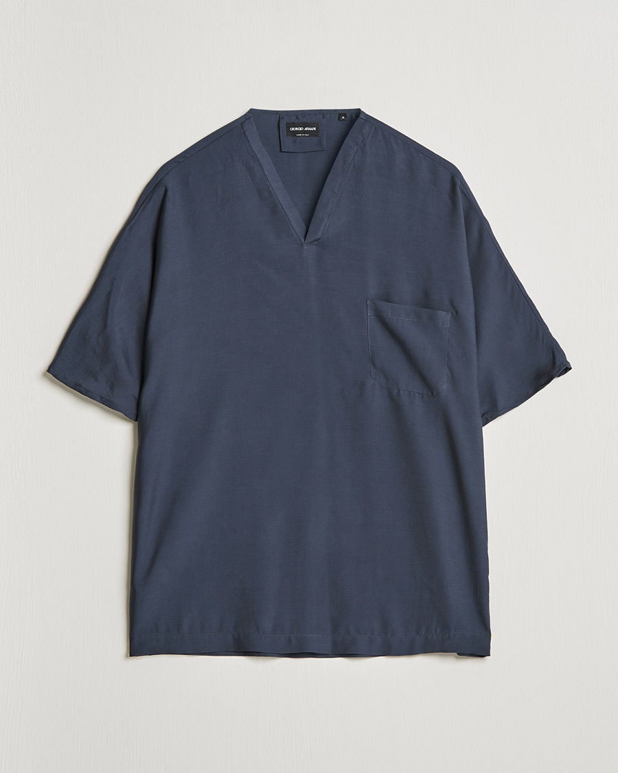 Men | T-Shirts | Giorgio Armani | Silk Blend T-Shirt Navy