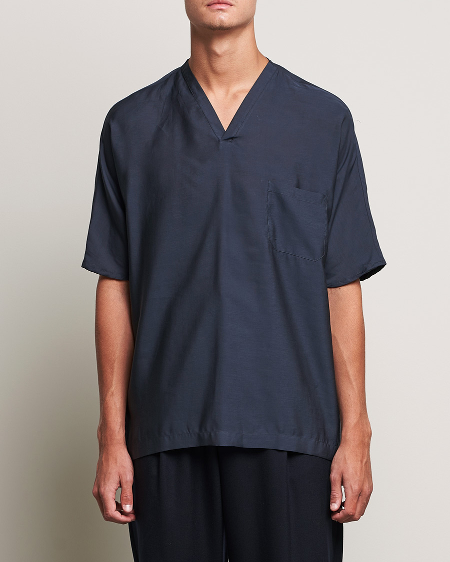 Men |  | Giorgio Armani | Silk Blend T-Shirt Navy