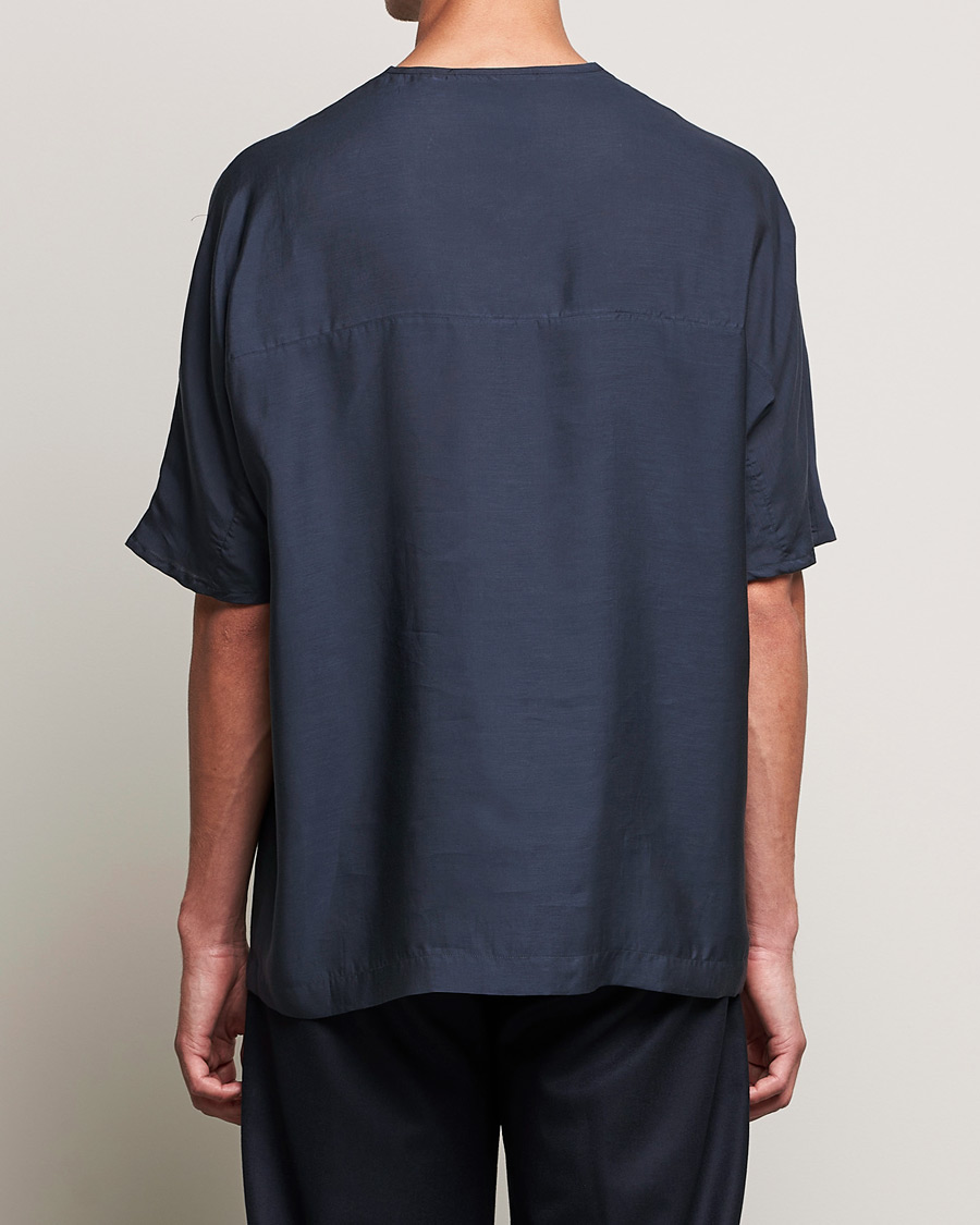 Men | T-Shirts | Giorgio Armani | Silk Blend T-Shirt Navy