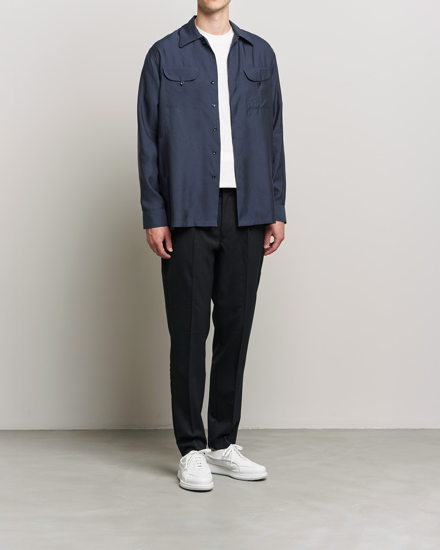 Men | Shirts | Giorgio Armani | Double Pocket Overshirt Navy