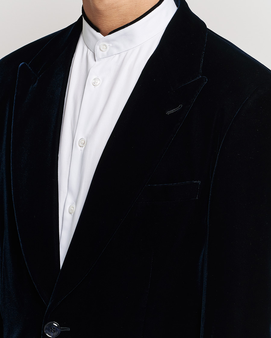 Men | Blazers | Giorgio Armani | Peak Lapel Velvet Blazer Navy