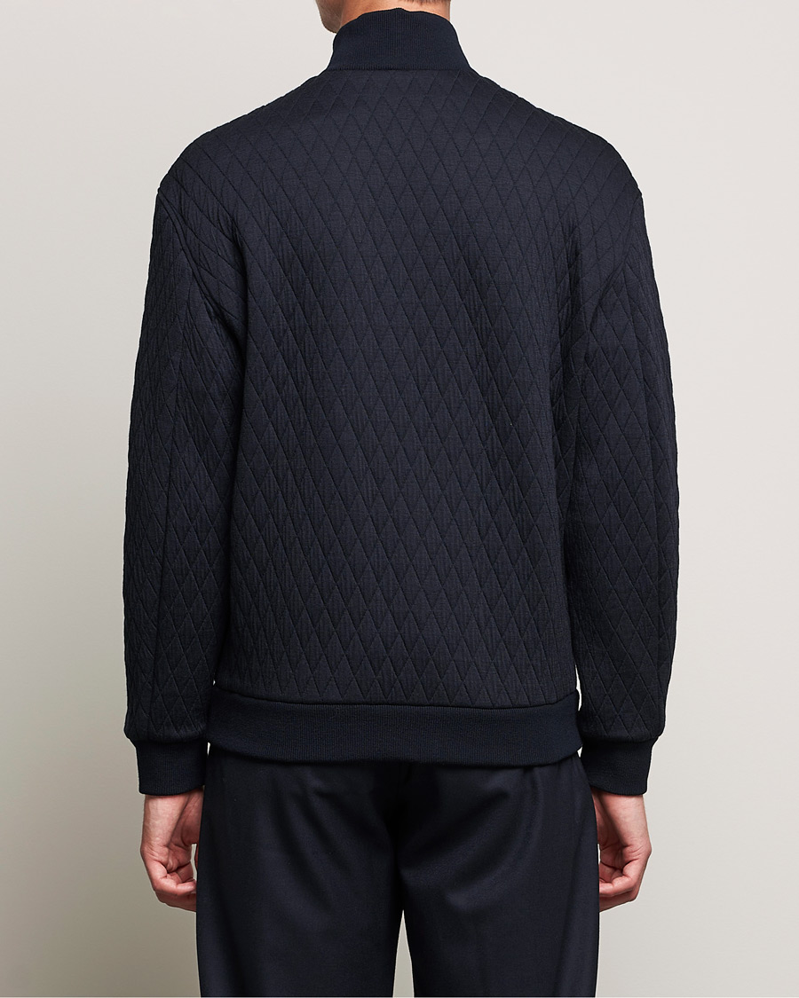Men | Sweaters & Knitwear | Giorgio Armani | Diamond Quilted Zip Sweater Navy