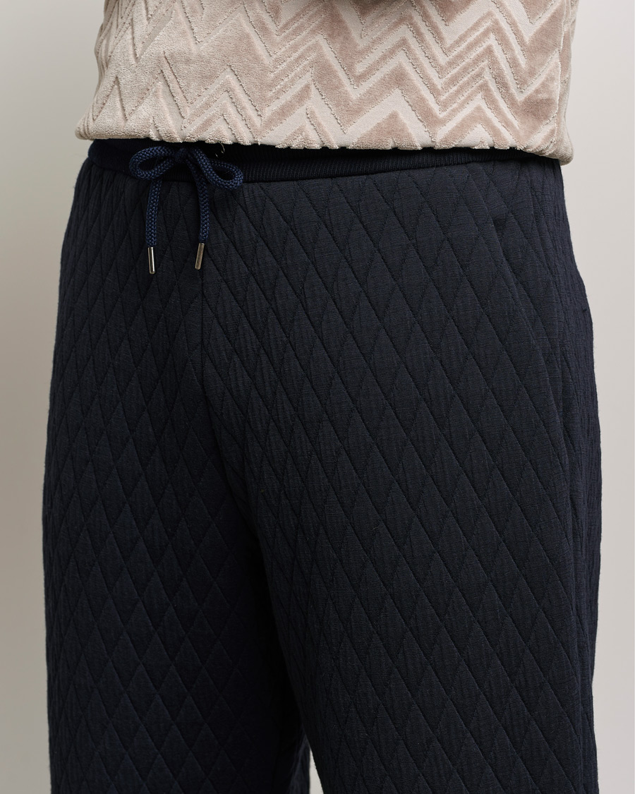 Men | Trousers | Giorgio Armani | Diamond Quilted Joggers Navy