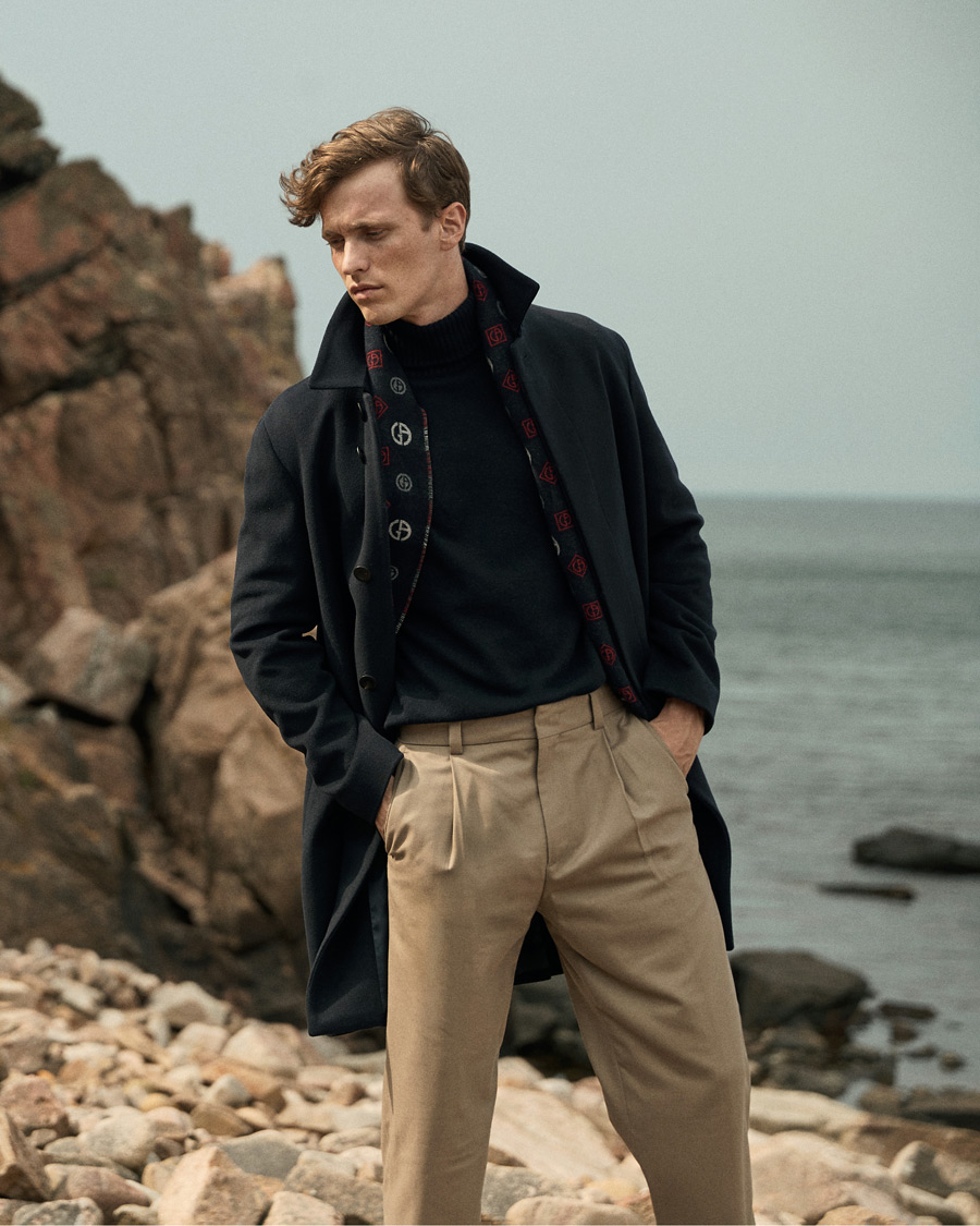 Men | Giorgio Armani Cashmere/Silk Scarf Navy | Giorgio Armani | Cashmere/Silk Scarf Navy