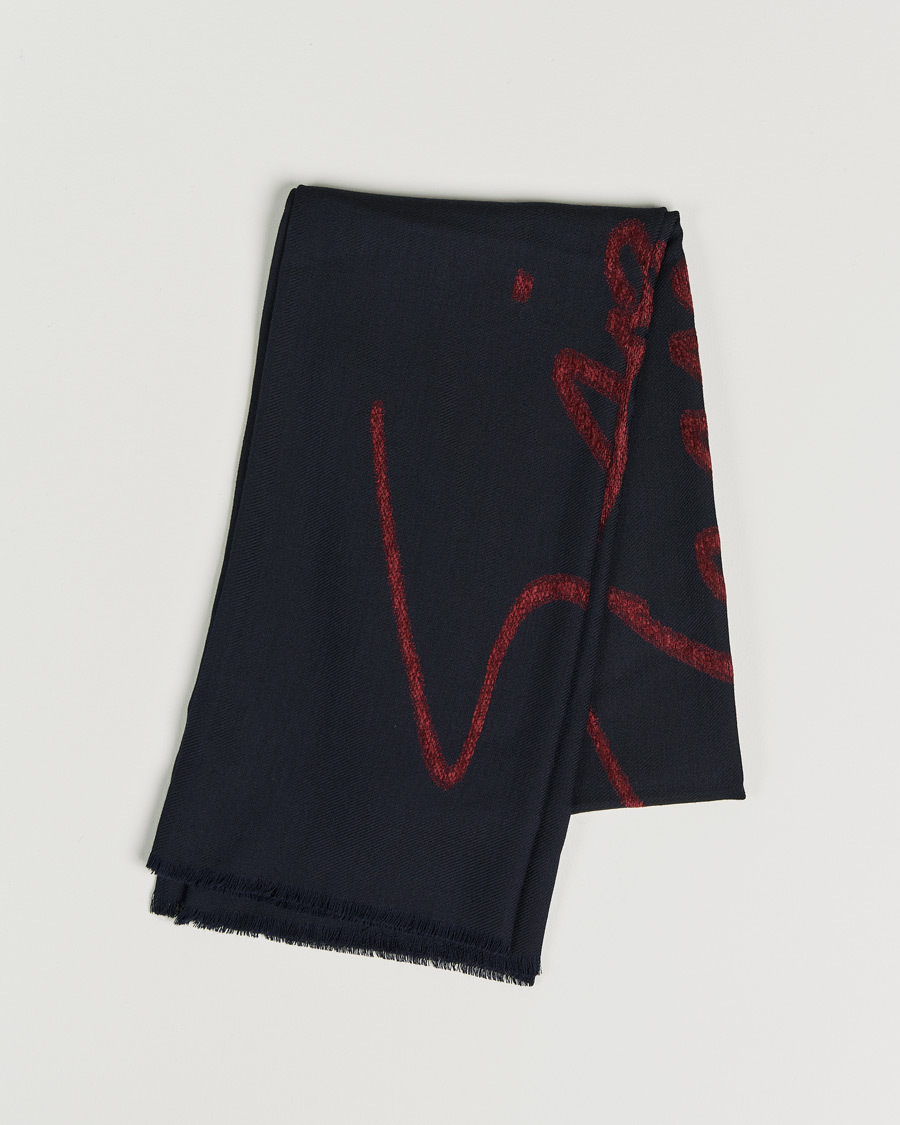 Men | Scarves | Giorgio Armani | Signature Woven Wool Scarf Navy