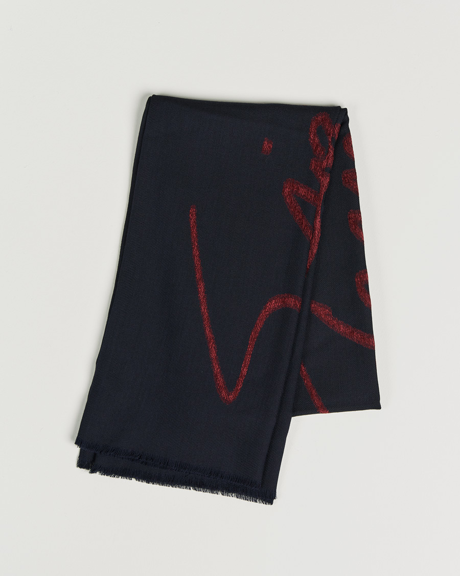 Men | Giorgio Armani Signature Woven Wool Scarf Navy | Giorgio Armani | Signature Woven Wool Scarf Navy