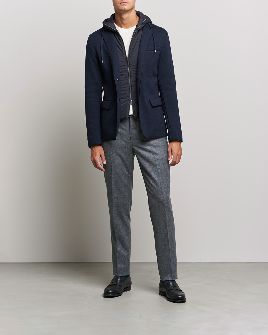 Men |  | Herno | Knitted Jersey Blazer Navy