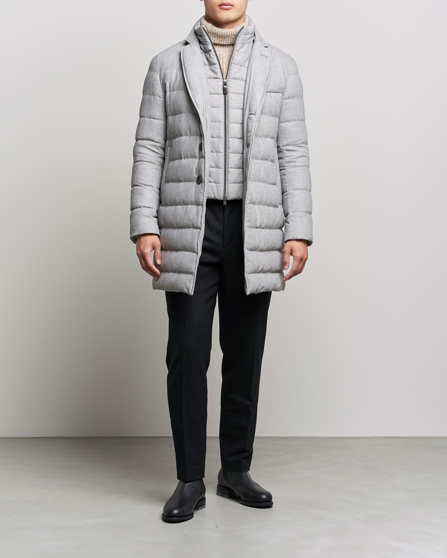Men |  | Herno | Flannel Down Coat Light Grey
