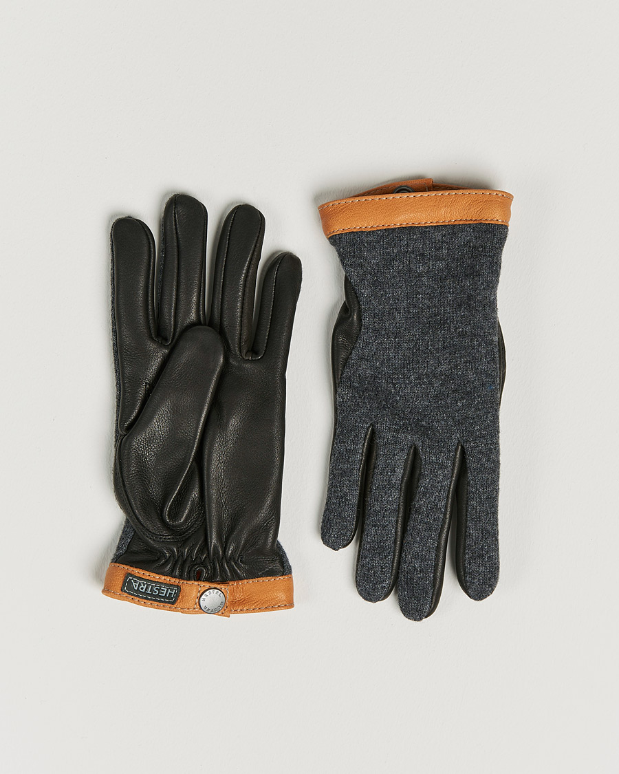 Men | Accessories | Hestra | Deerskin Wool Tricot Glove Grey/Black