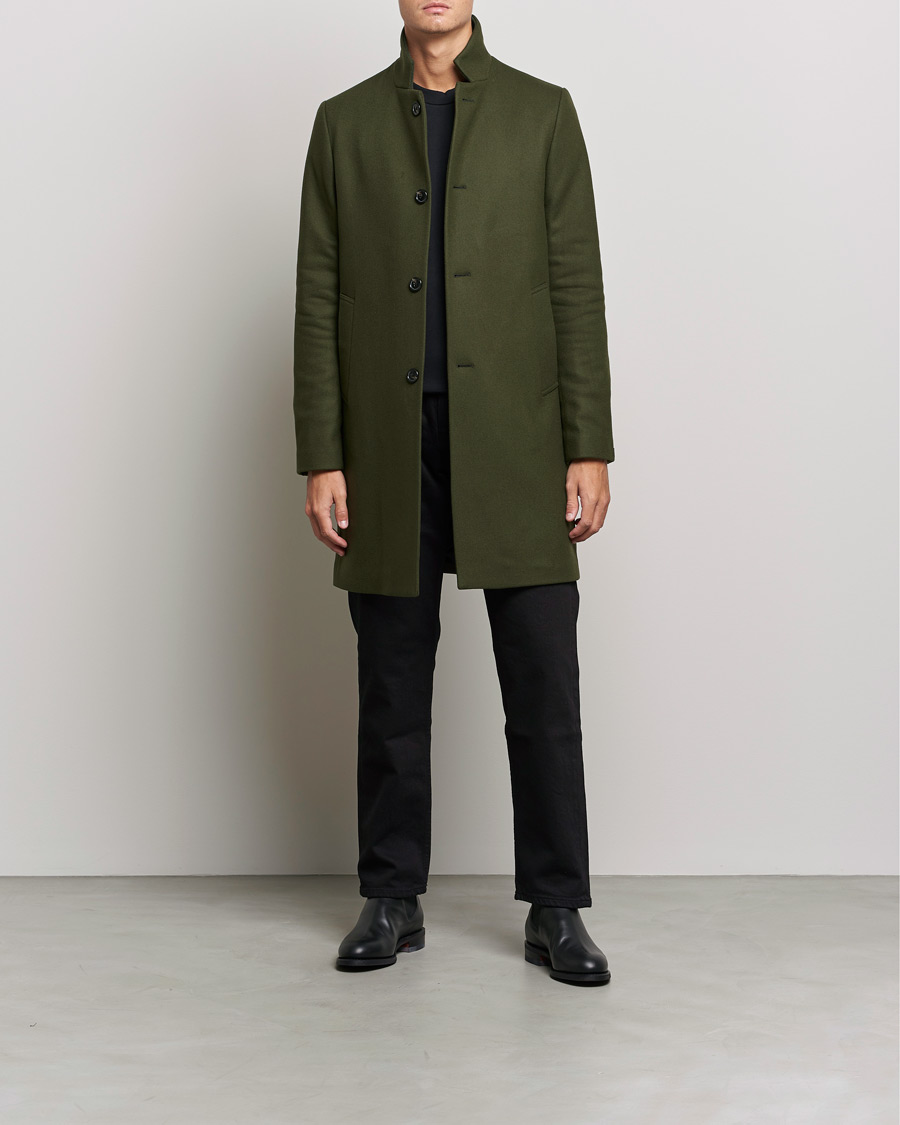 Men | Coats & Jackets | J.Lindeberg | Holger 2.0 Melton Coat Forest Green