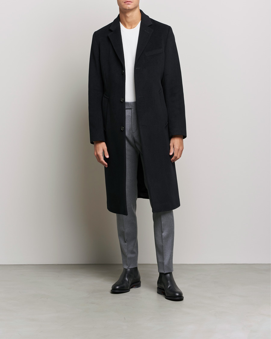 Men | Coats & Jackets | J.Lindeberg | Burke Wool/Cashmere Coat Black