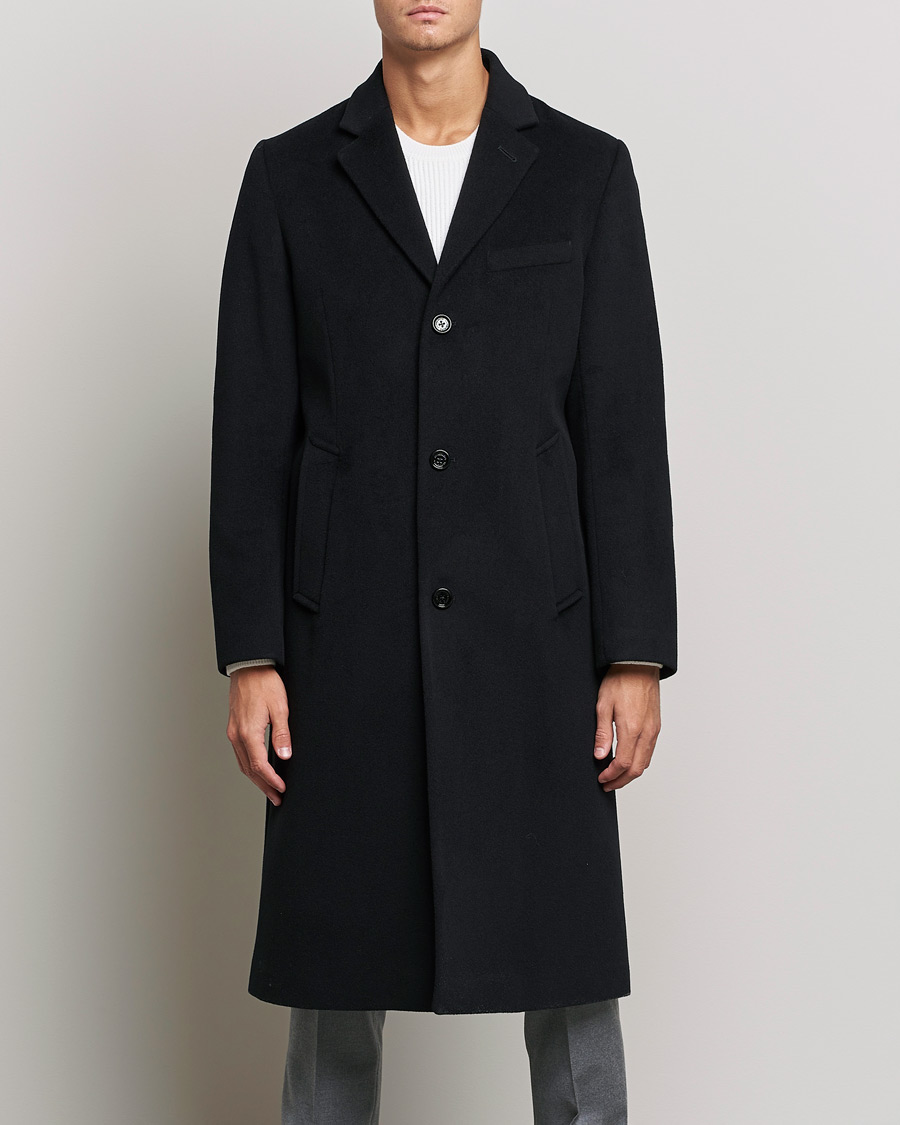 Men | Coats & Jackets | J.Lindeberg | Burke Wool/Cashmere Coat Black