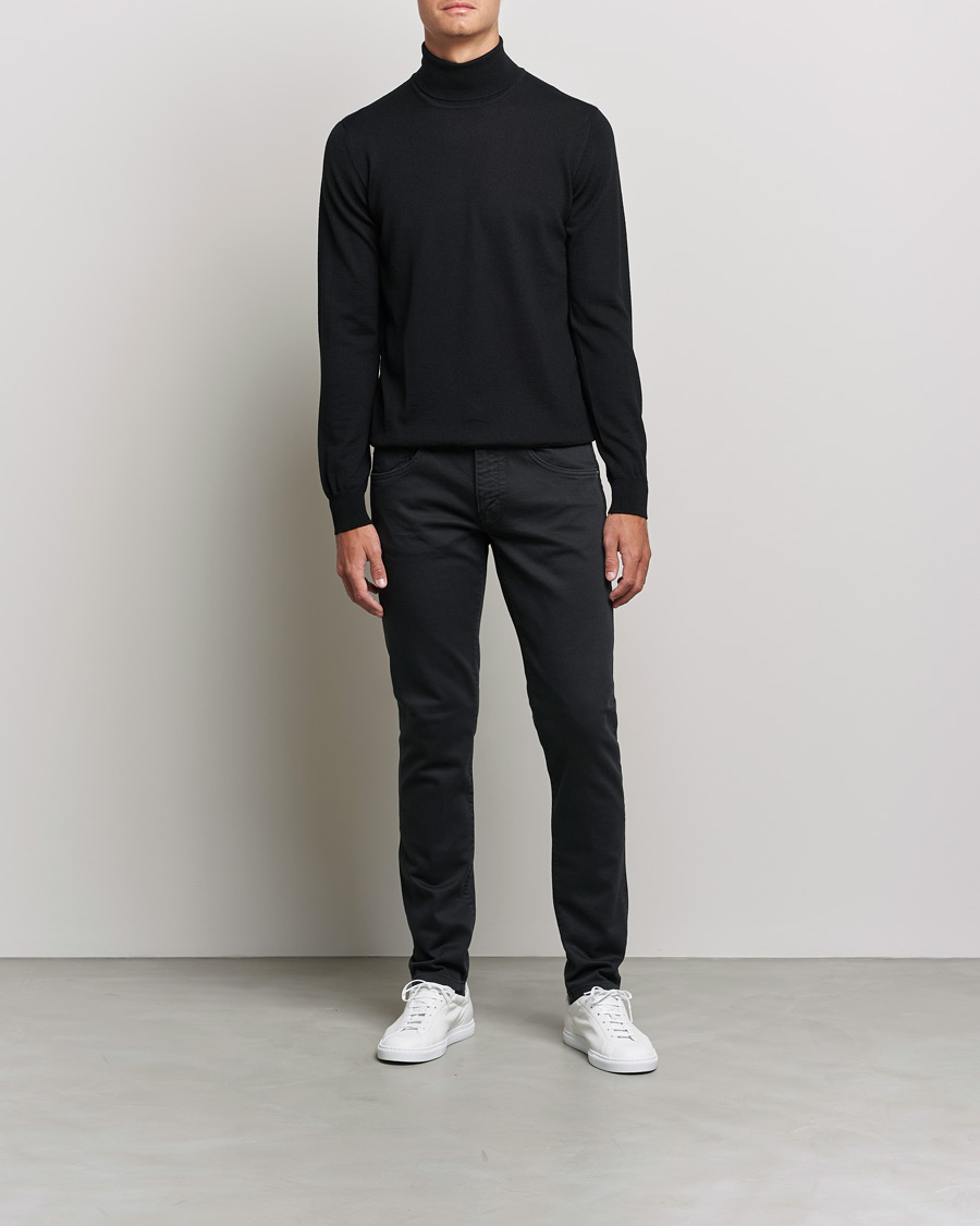 Men | Sweaters & Knitwear | J.Lindeberg | Lyd True Merino Polo Black