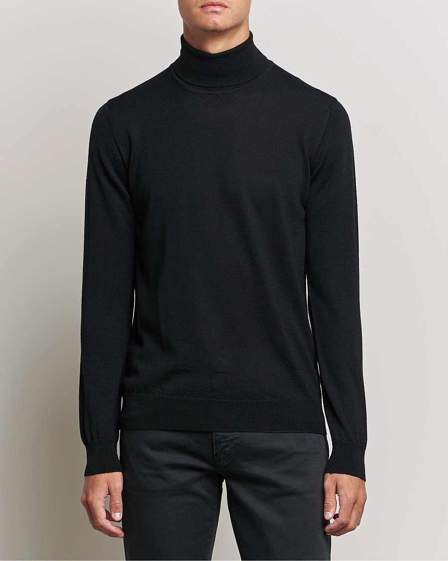 Men | Sweaters & Knitwear | J.Lindeberg | Lyd True Merino Polo Black