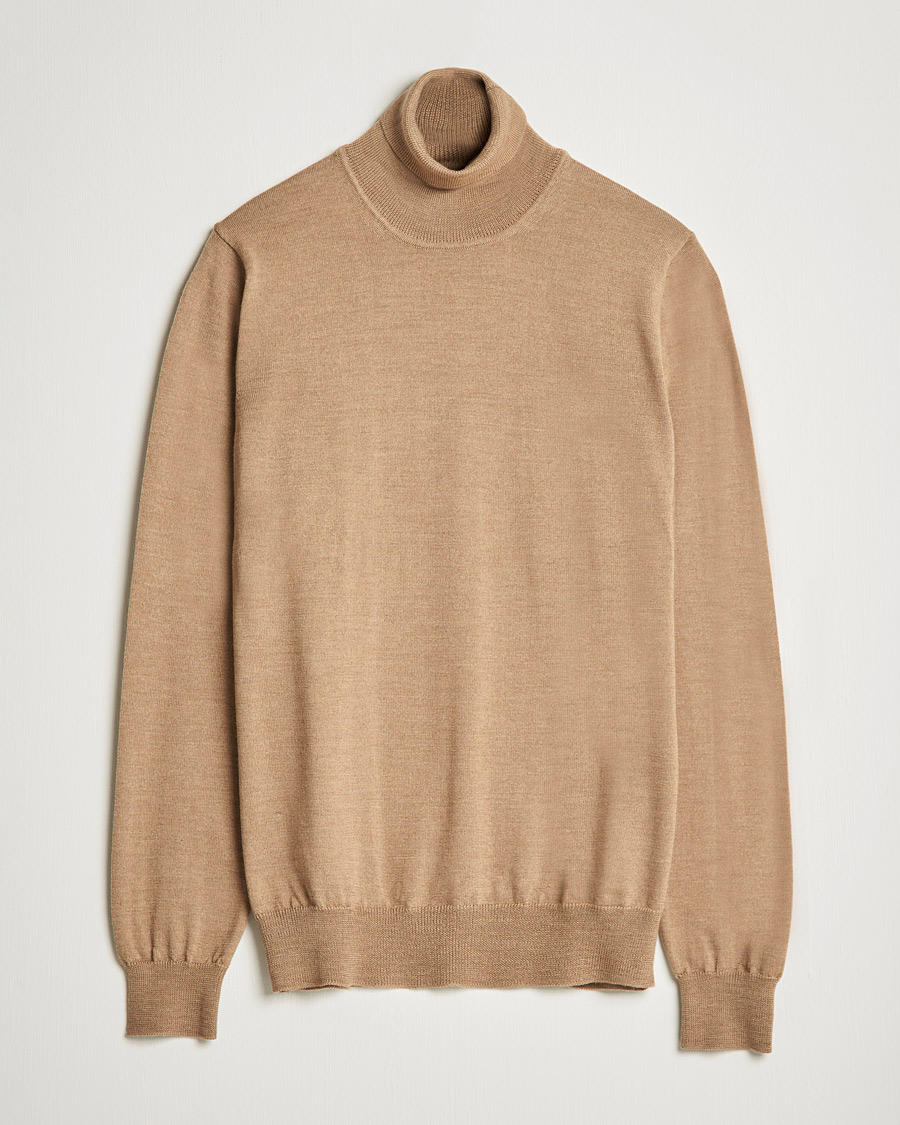 Men | Sweaters & Knitwear | J.Lindeberg | Lyd True Merino Polo Tiger Brown