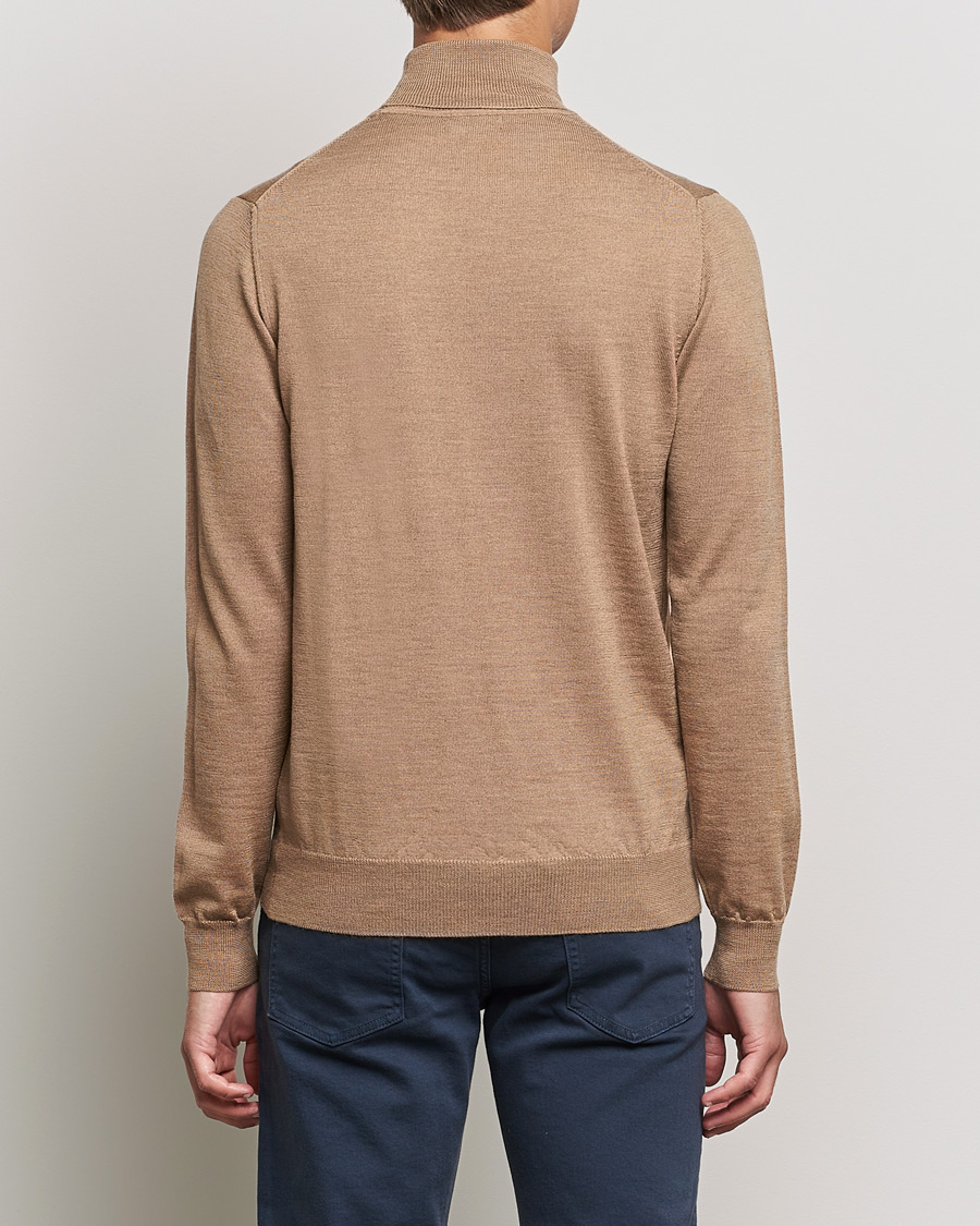 Men | Sweaters & Knitwear | J.Lindeberg | Lyd True Merino Polo Tiger Brown