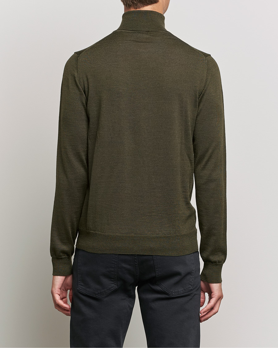 Men | Sweaters & Knitwear | J.Lindeberg | Lyd True Merino Polo Forest Green