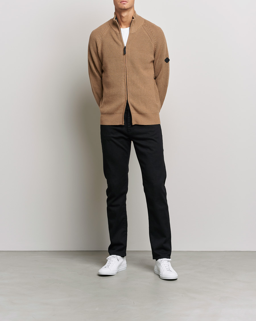 Men | Sweaters & Knitwear | J.Lindeberg | Kyler Wool Blend Zip Tiger Brown