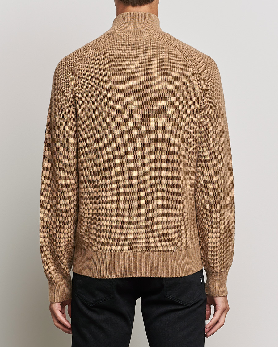 Men | Sweaters & Knitwear | J.Lindeberg | Kyler Wool Blend Zip Tiger Brown