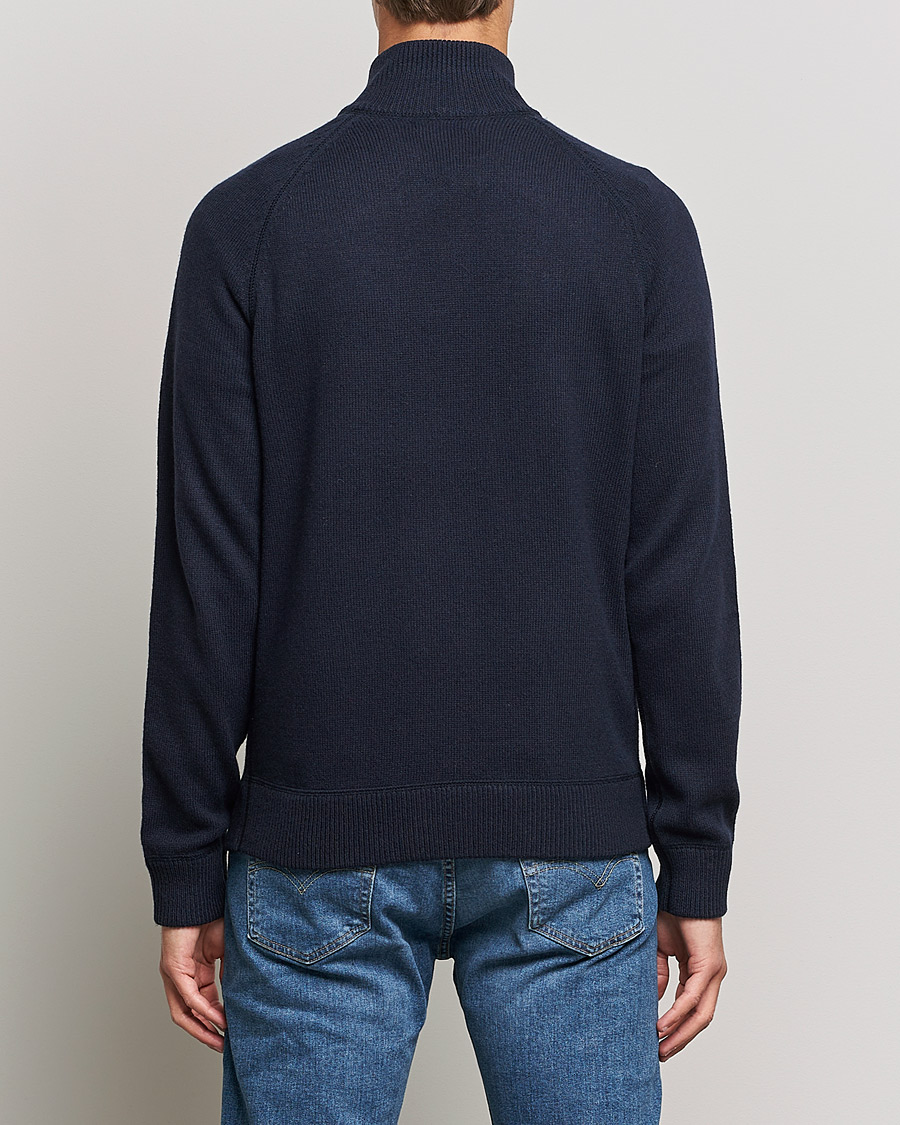 J.Lindeberg Collin Cashmere/Wool Knitted Half Zip Navy at CareOfCarl.com