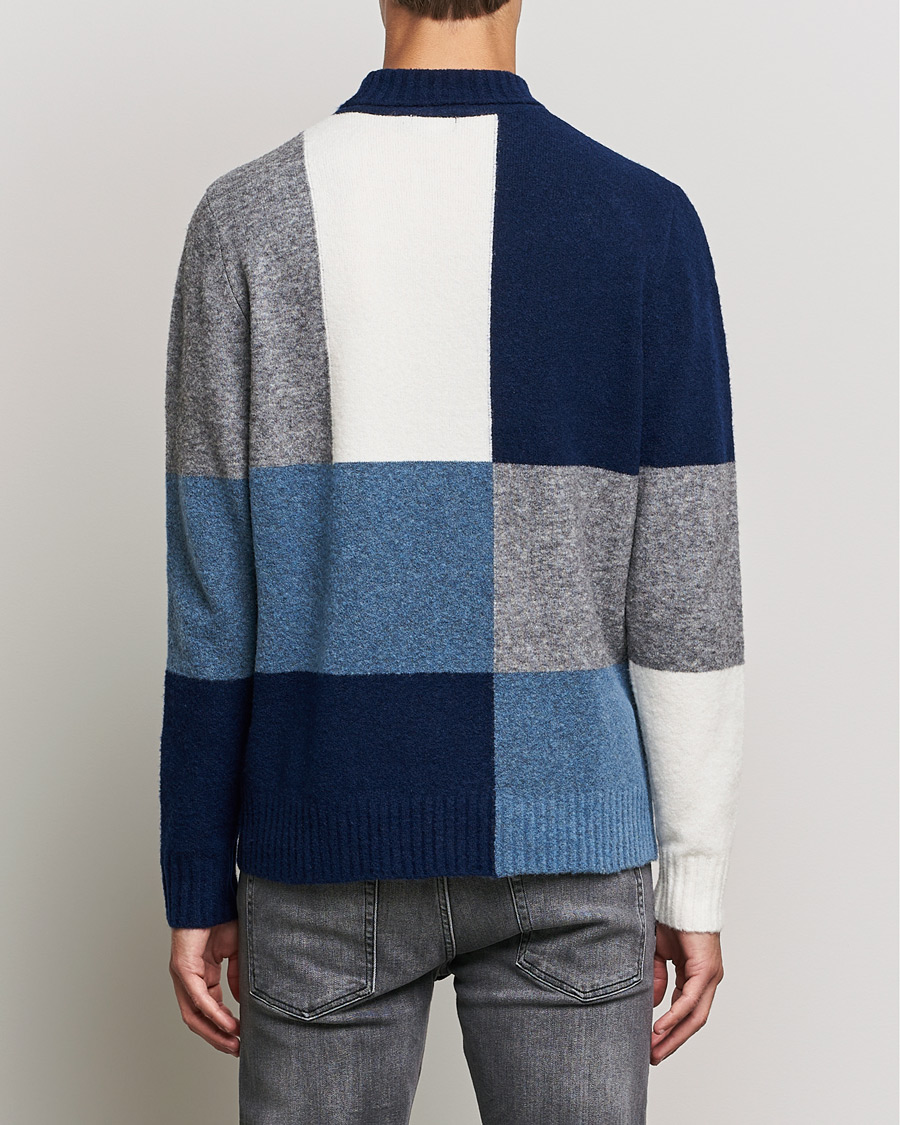Men | Sweaters & Knitwear | J.Lindeberg | Orian Wool Blend Turtleneck Blue Colorblock