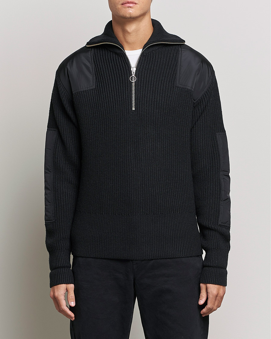Men | Sweaters & Knitwear | J.Lindeberg | Ethan Chunky Half Zip Black
