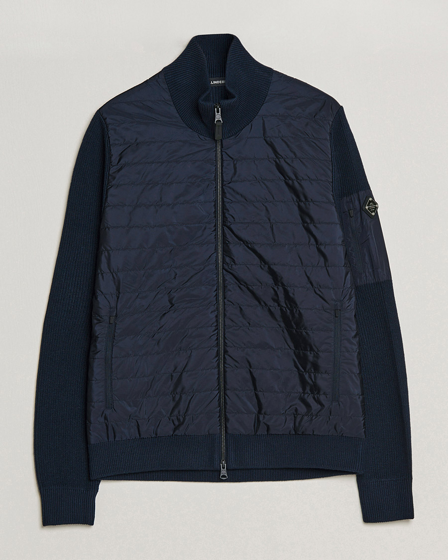 Men | Sweaters & Knitwear | J.Lindeberg | Beck Knitted Hybrid Jacket Navy