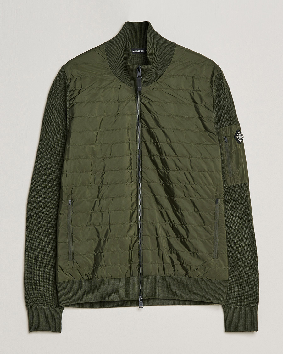 Men | Sweaters & Knitwear | J.Lindeberg | Beck Knitted Hybrid Jacket Forest Green