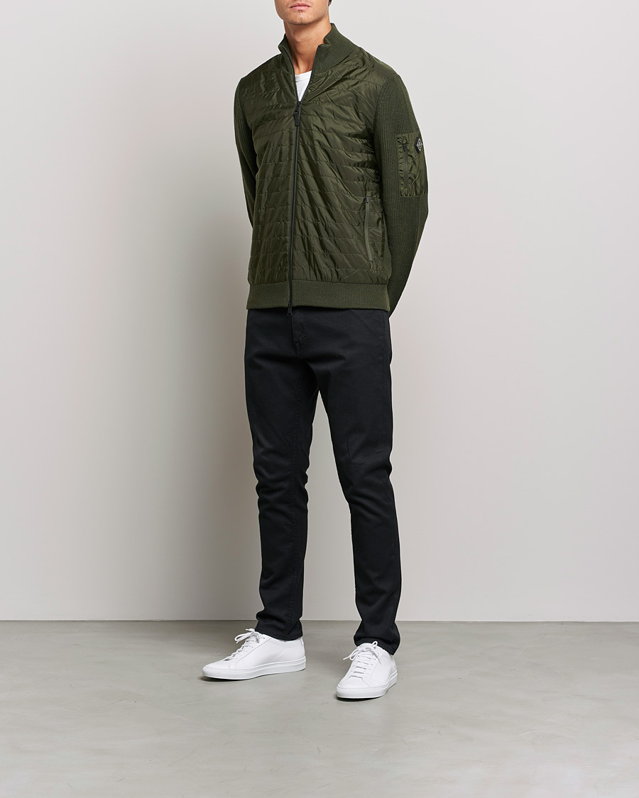 Men | Sweaters & Knitwear | J.Lindeberg | Beck Knitted Hybrid Jacket Forest Green