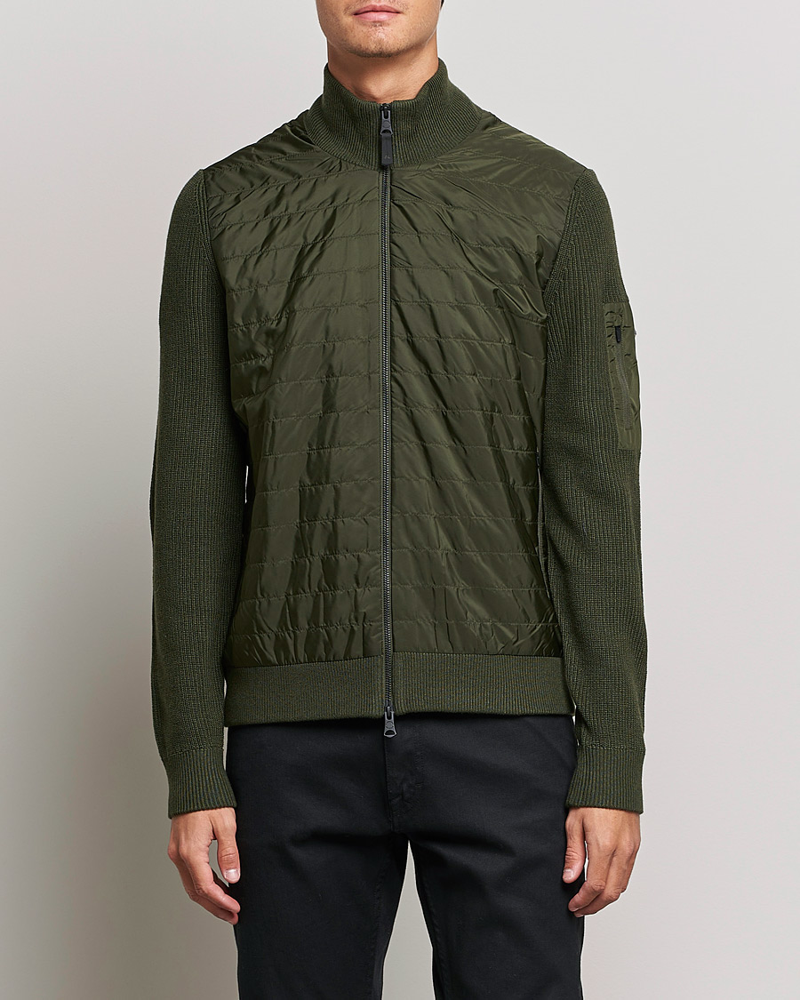 Men | Sweaters & Knitwear | J.Lindeberg | Beck Knitted Hybrid Jacket Forest Green