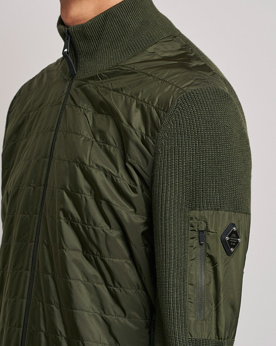Men | Sweaters & Knitwear | J.Lindeberg | Beck Knitted Hybrid Jacket Forest Green