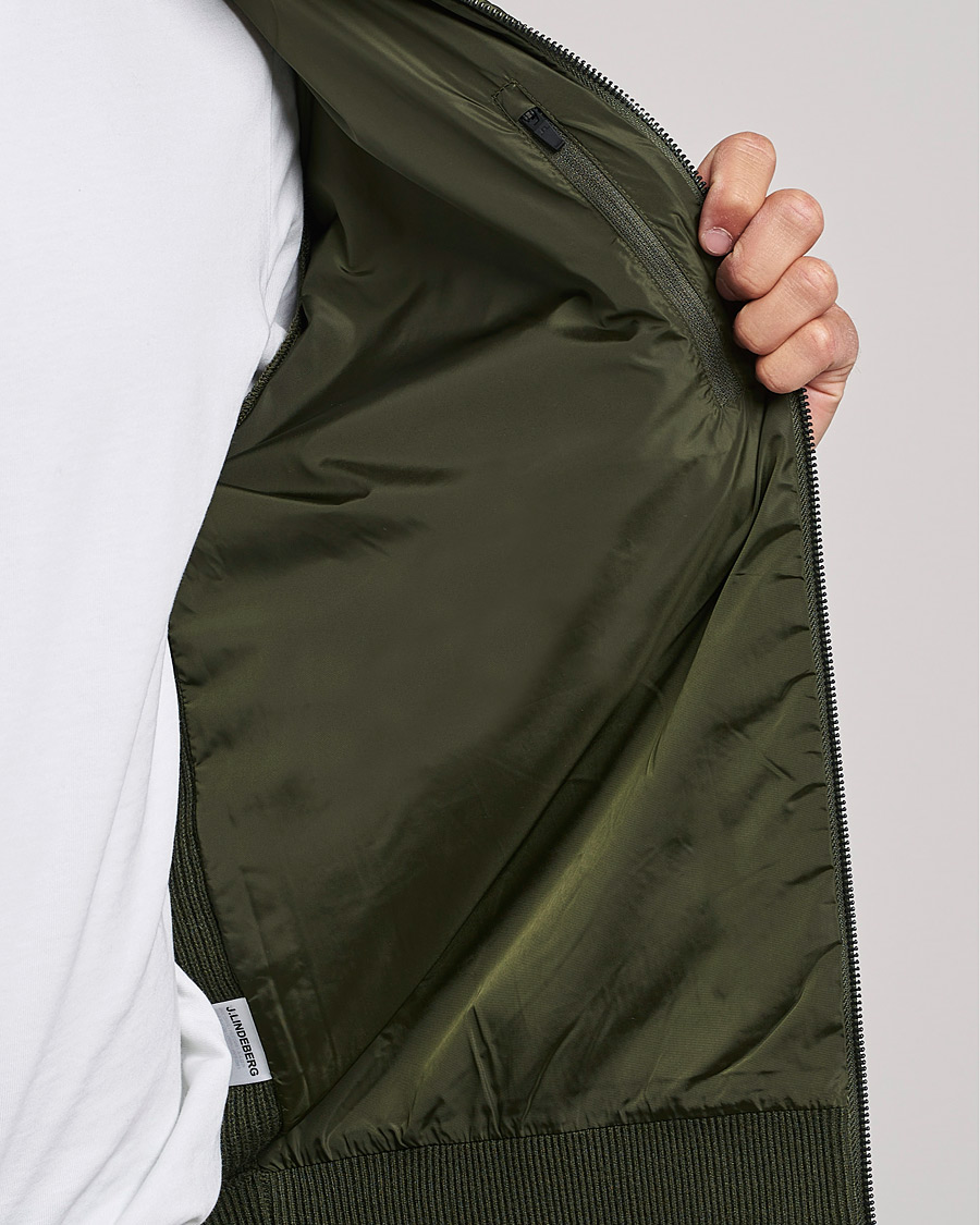 Men | Sweaters & Knitwear | J.Lindeberg | Beck Knitted Hybrid Jacket Forest Green