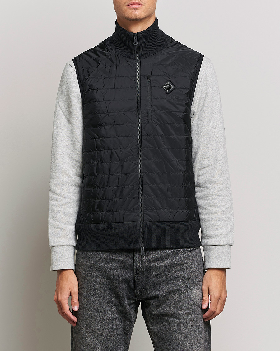 Men |  | J.Lindeberg | Becket Knitted Hybrid Zip Vest Black