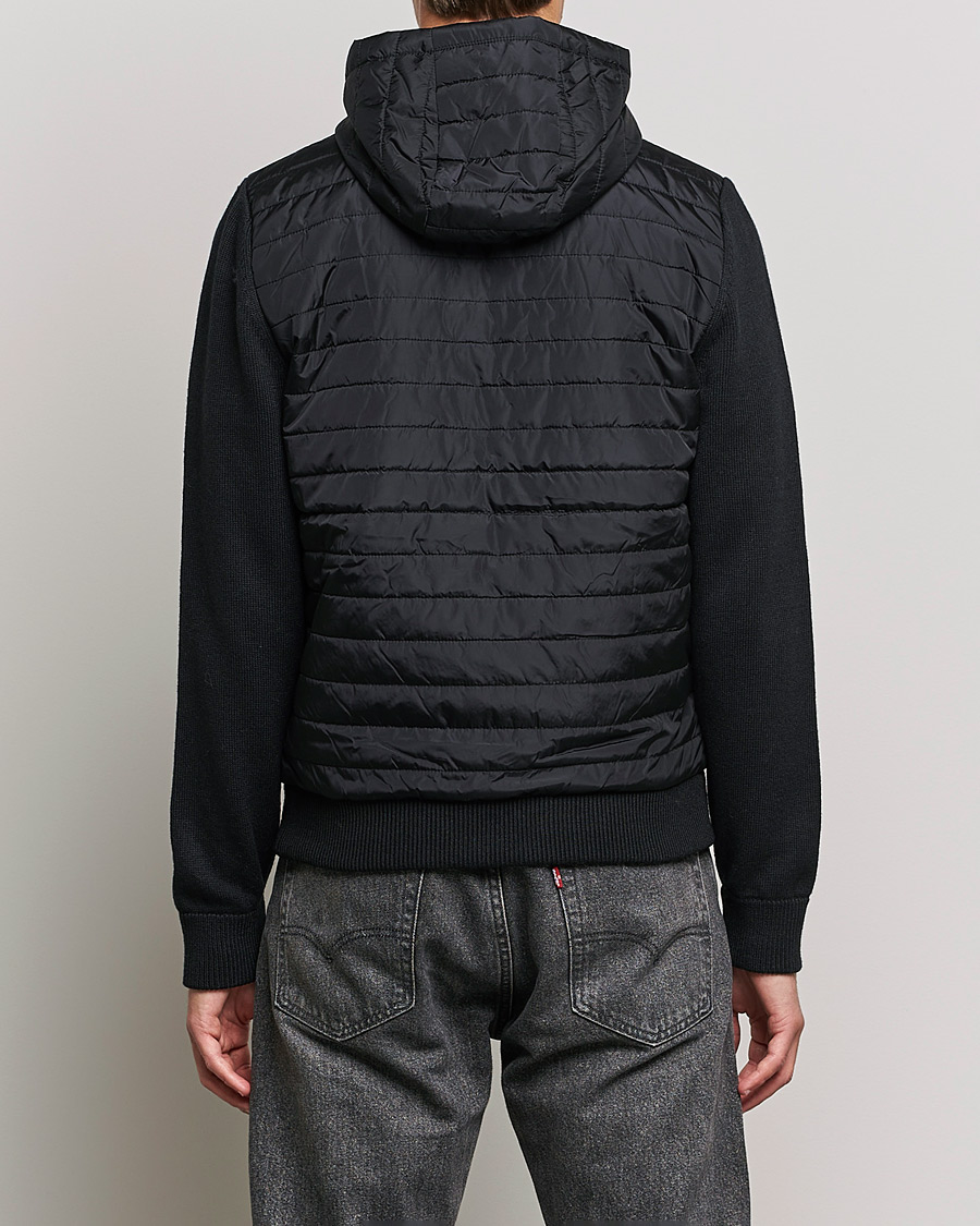 Men | Sweaters & Knitwear | J.Lindeberg | Pierre Knitted Hybrid Full Zip Hood Black